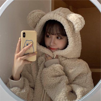 Áo khoác lông nón tai gấu dễ thương ulzzang ( 5 màu )