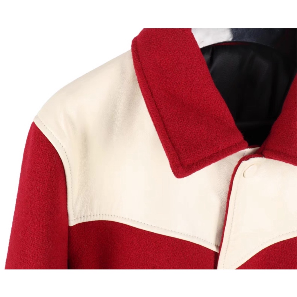 Áo Khoác, Áo Bomber Varsity Nỉ Dạ Phối Vai Da Cao Cấp Cho Nam Nữ