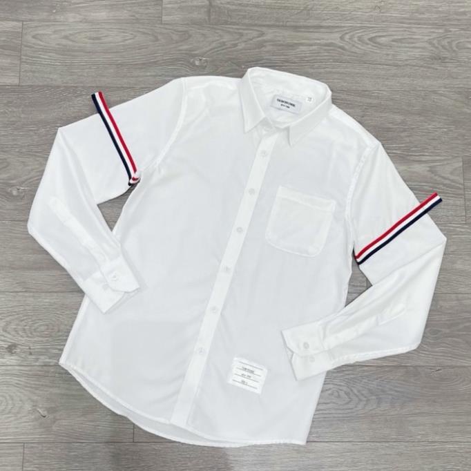 Áo sơ mi nam sọc thom browne tay dài trắng nam (hnstore18996)