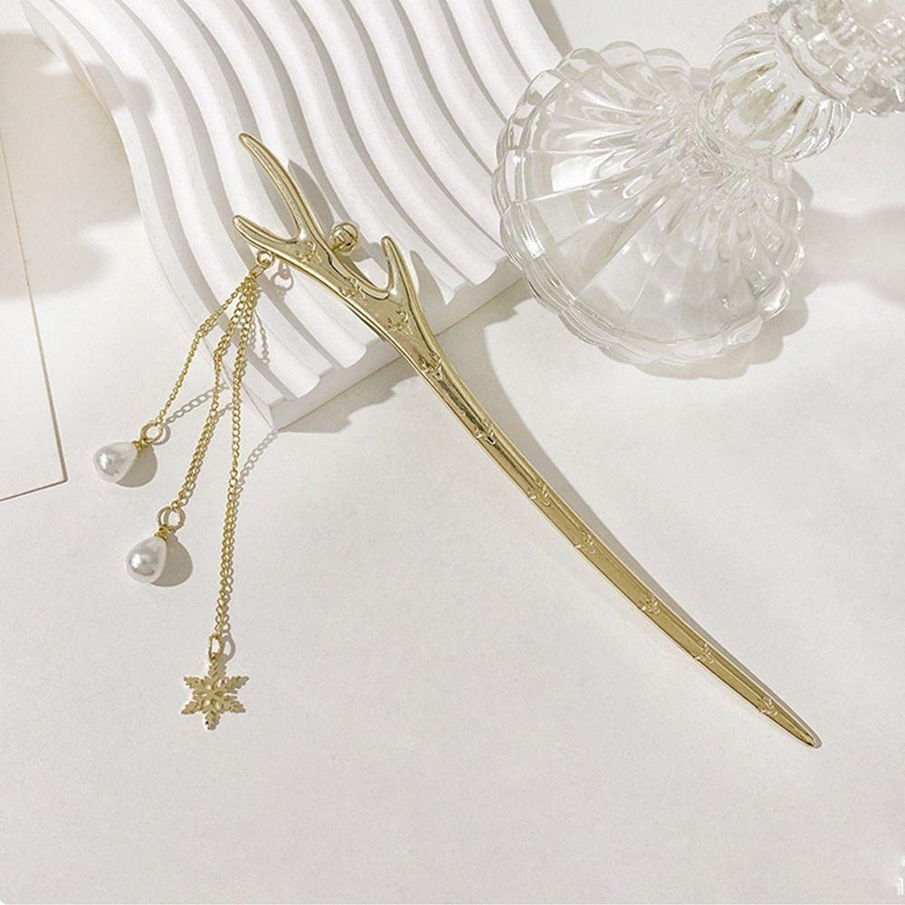 Trâm Cài Tóc Thắt Nơ Phong Cách Trung Hoa Cổ Điển Thời Trang|Kẹp Tóc Hợp Kim Hình Sừng Hươu Cho Bé Gái