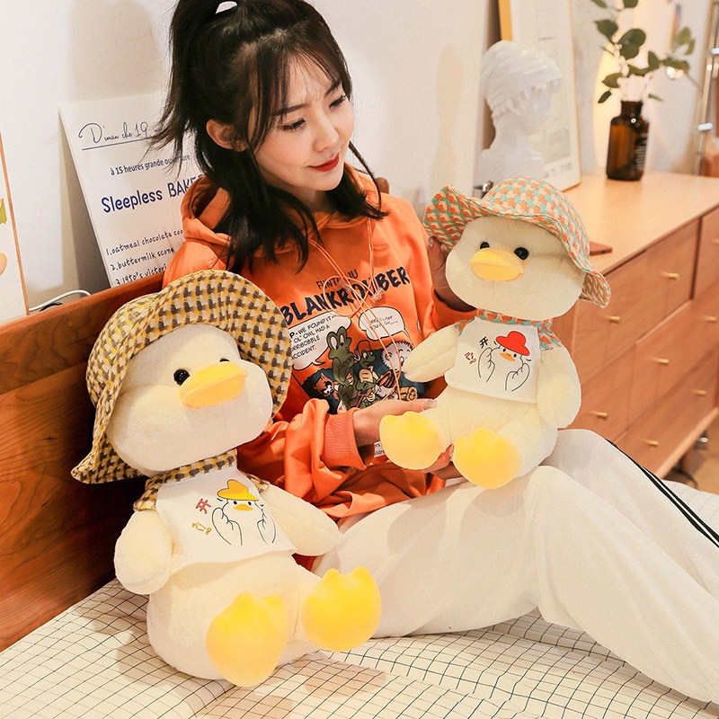 Mới Thú Nhồi Bông Hình Chú Vịt Đội Mũ Dễ Thương