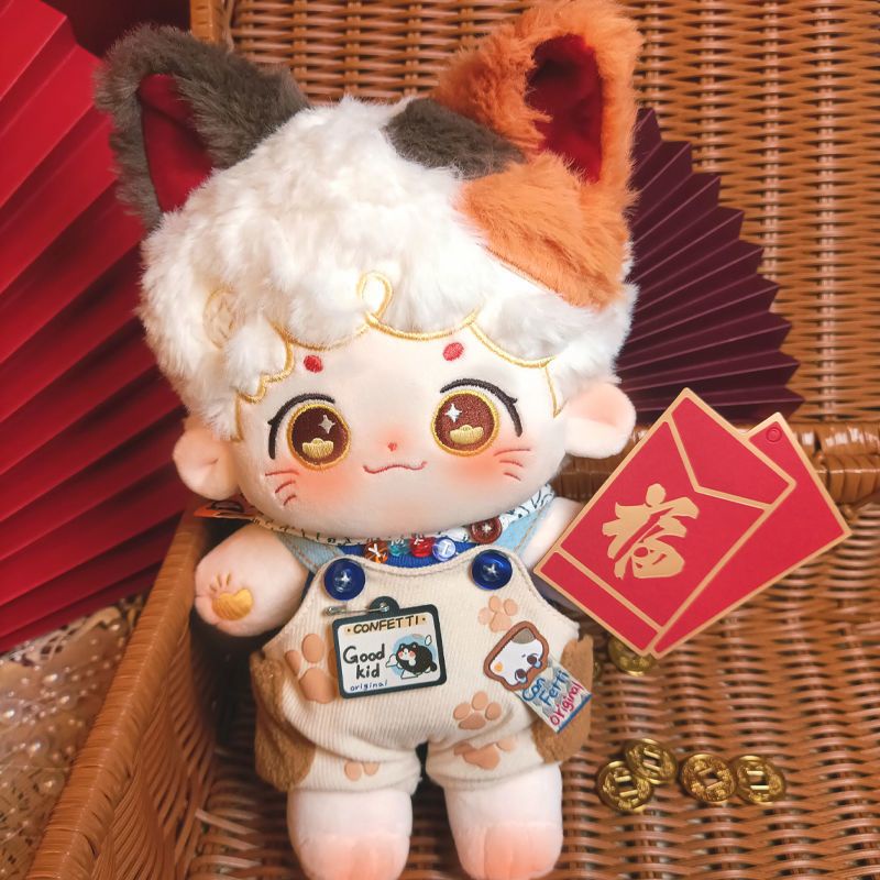 Búp Bê Vải Cotton 20CM Hình Chú Mèo May Mắn Dễ Thương