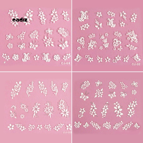 Set 50 Tấm Hình Dán Họa Tiết Hoa Và Bướm 3D Trang Trí Móng Nghệ Thuật DIY