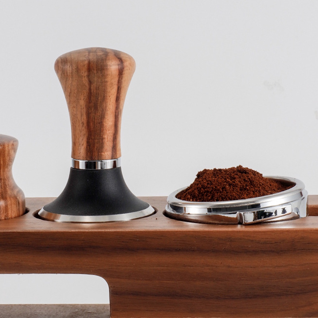 Shamjina 53/58mm Máy ép bột cà phê gỗ đào phổ điền báo chí phẳng bột thiết bị thép không gỉ 304 bột cà phê điền báo chí