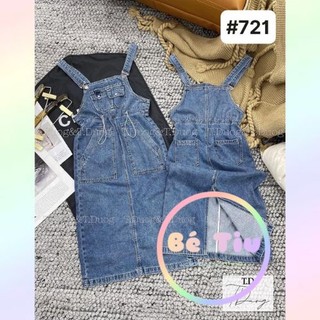 Váy Yếm Jean Dây Rút Eo Túi Ngực Xẻ Sau Thời Trang Nữ | Bé Tiu Clothing