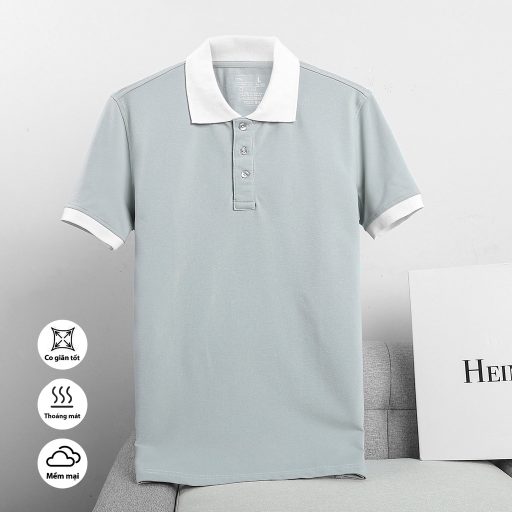 Áo polo nam HEIN cổ bẻ vải cá sấu cotton trơn một màu