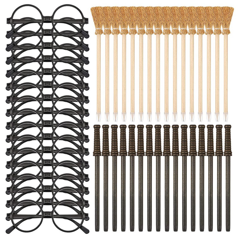 Set 48 Bút Chì Và Kính Mắt Gọng Tròn Không Tròng Phù Thủy Cho Tiệc Tùng