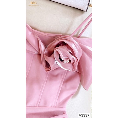 V3337 váy body trễ vai màu hồng