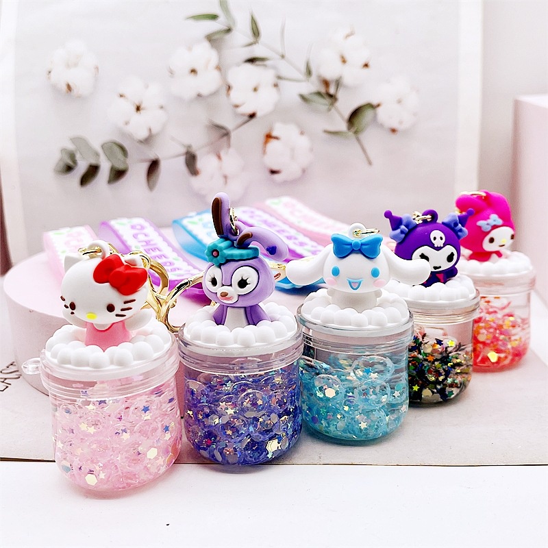 Móc Chìa Khóa Hình Bình Đựng Dầu Gội Nổi Trên Mặt Nước Bằng Acrylic Kiểu Hoạt Hình Dễ Thương