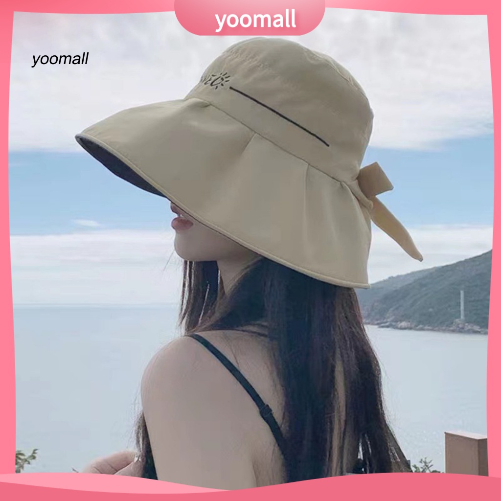 / Yo / Phụ Kiện Nón Bucket Che Nắng Kết Cấu Mềm Màu Trơn Thời Trang Mùa Hè Ngoài Trời