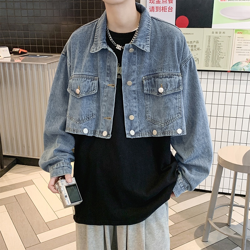 Áo Khoác Denim Dáng Rộng Kiểu Hip-Hop Mỹ Cá Tính Cho Nam