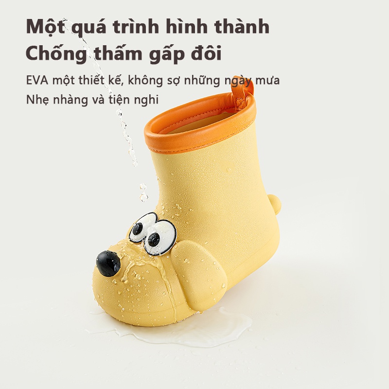 Cheerful Mario Giày Bốt Cao Su Đi Mưa Chống Trượt Chống Nước In Hình Mario Cho Bé