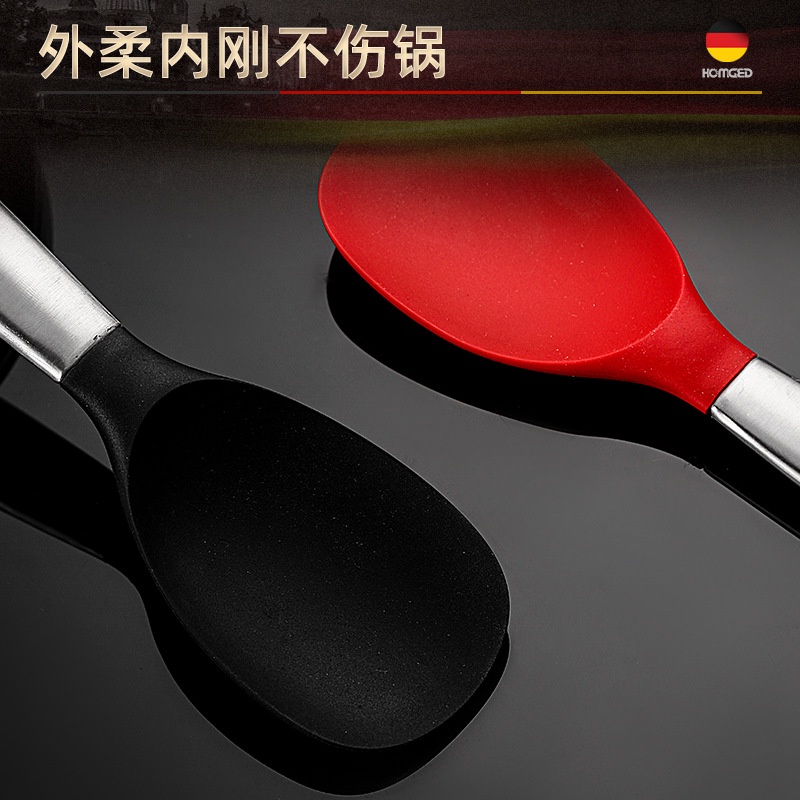 Muỗng Ăn Cơm Bằng Thép Không Gỉ 304 Và Silicone Cao Cấp