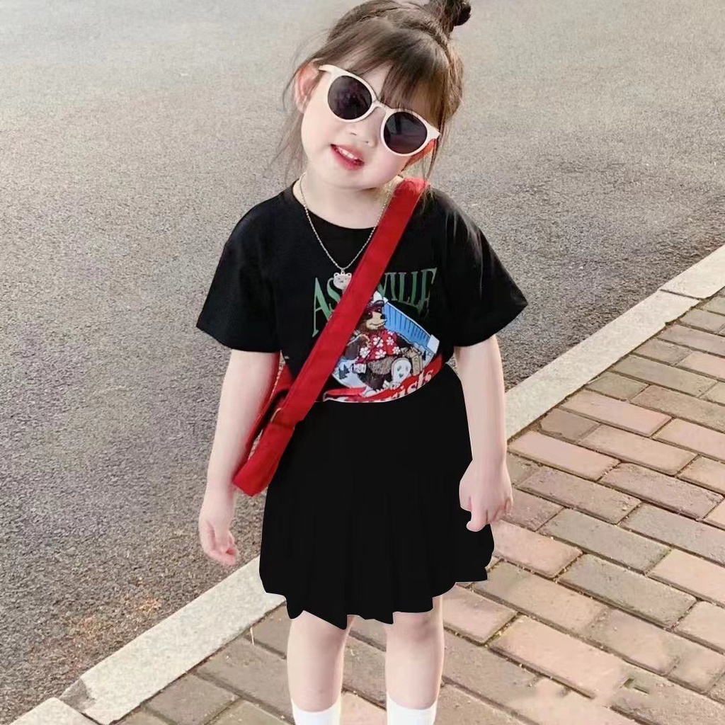 Bộ Áo Thun Cotton + Chân Váy Xếp Ly Thời Trang Mùa Hè Hàn Quốc Mới 2023