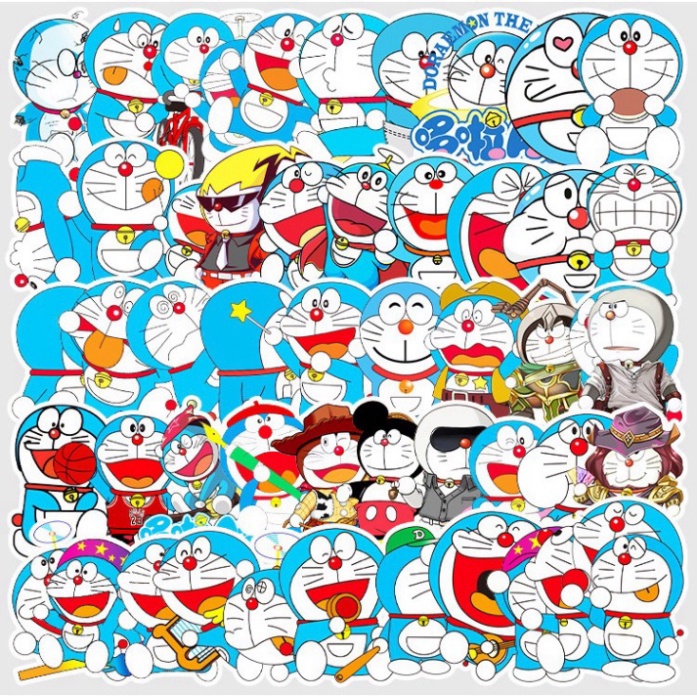 Bộ Sticker hình Doraemon dễ thương dán trang trí laptop, mũ bảo hiểm, vali, xe tay ga, ván trượt - MP.018 -