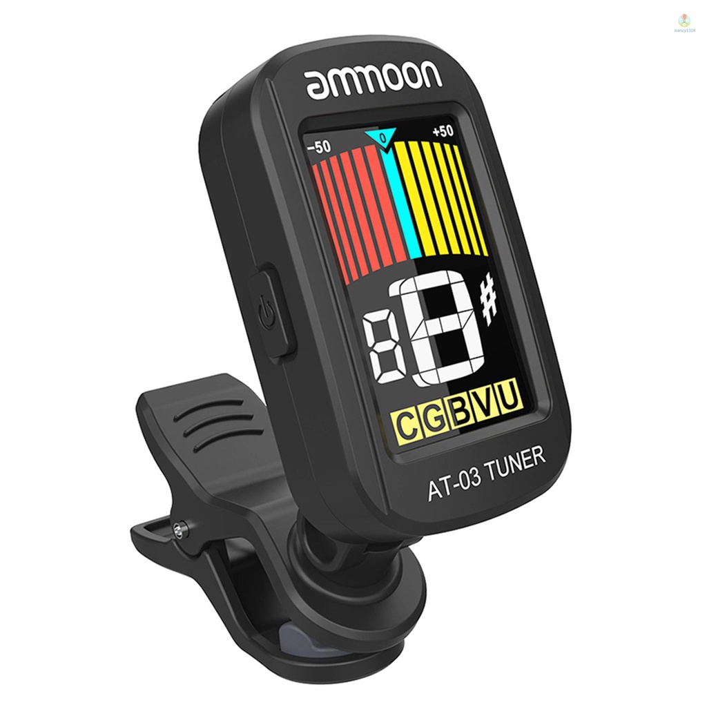 Kẹp Điều Chỉnh Điện Tử Màu Sắc Màn Hình LCD Xoay 360 Độ ammoon AT-03° Đàn Guitar Bass / Ukulele Có Thể Xoay Vòng Tiện Dụng