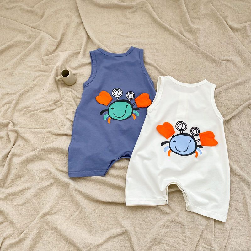 Bộ Áo Liền Quần Sát Nách Bằng Vải Cotton Mỏng Thời Trang Mùa Hè Cho Bé Sơ Sinh 0-2 Tuổi