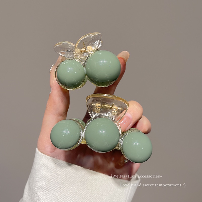 Kẹp Tóc Đính Ngọc Trai Nhân Tạo Màu Xanh Lá Cây Phong Cách Mới 2023