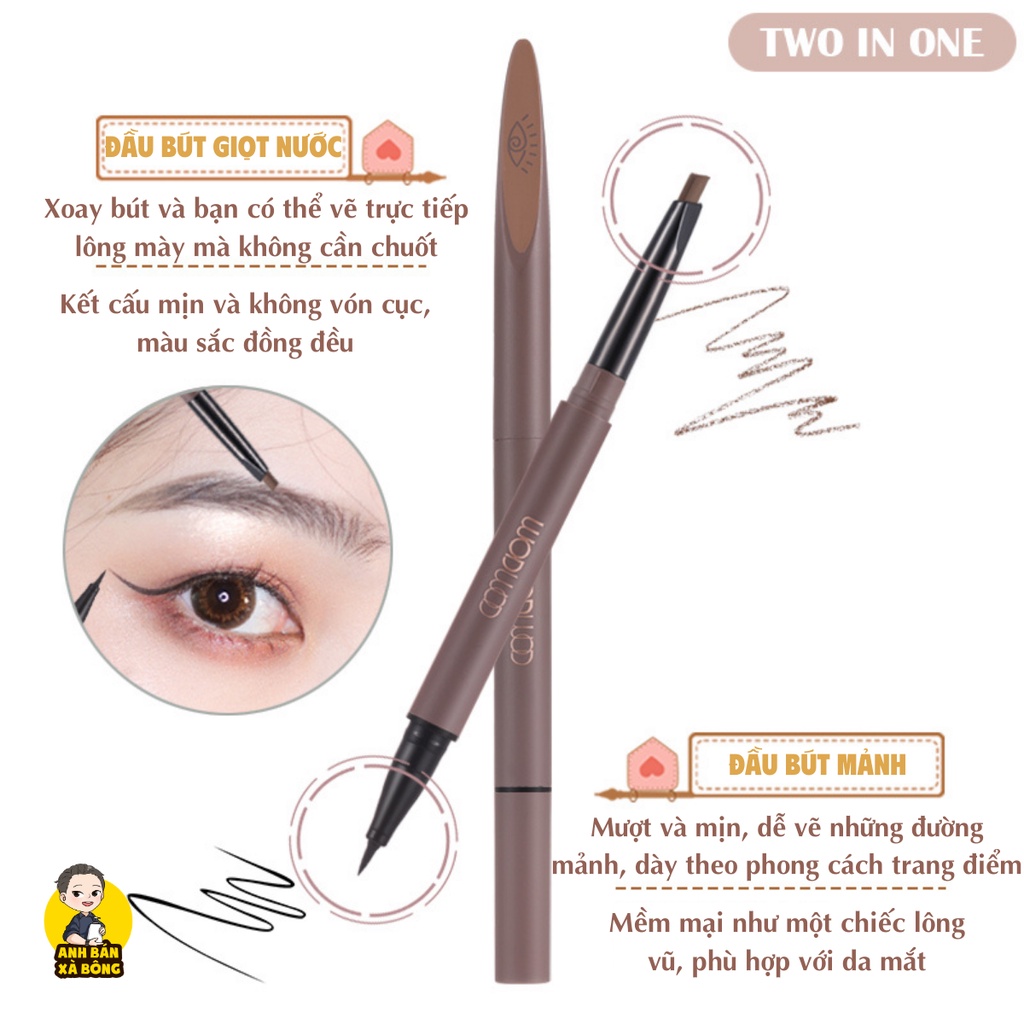 Bút Kẻ Mắt Hai Đầu WODWOD Double Headed Eyebrow Eyeliner Pencil W941