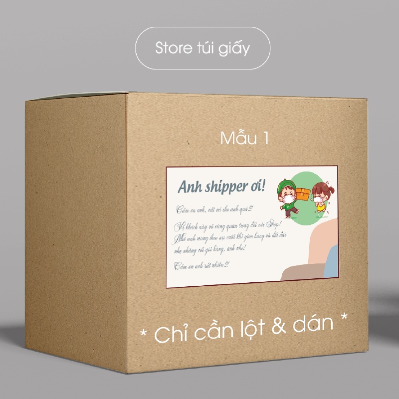 Tem cảm ơn anh shipper, phong cách cute, có sẵn keo, chỉ cần lột và dán - Set 20 tem - TUIGIAY.STORE