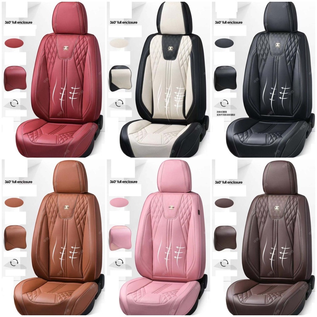 Bộ 5 áo ghế da xe hơi Nappa có túi khí nâng lưng cao cấp, sản phẩm kèm gối
