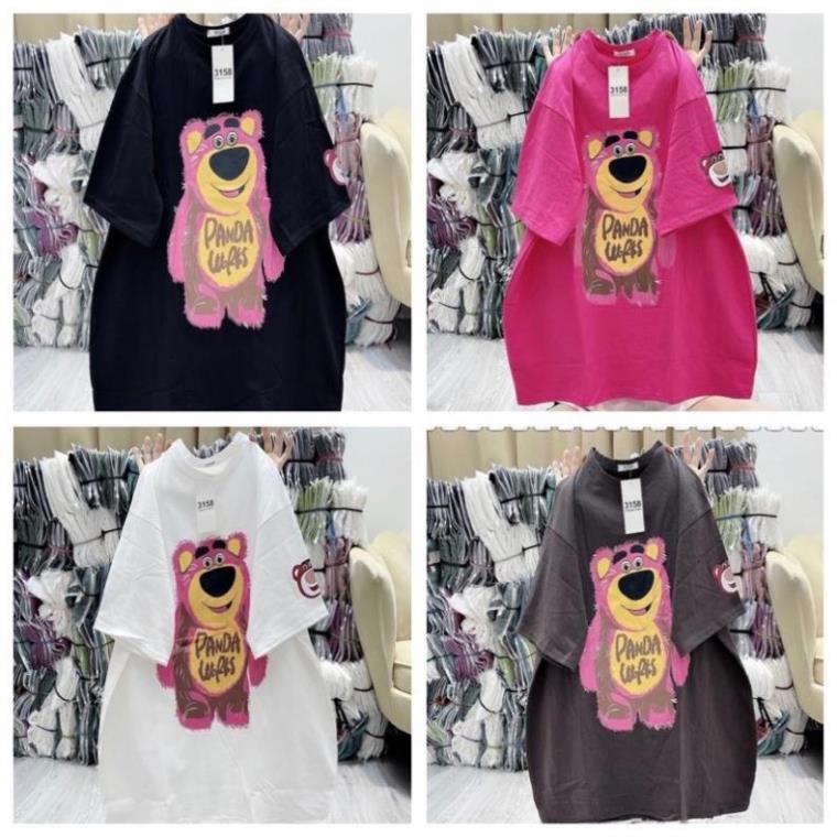 [ Rẻ Vô Địch ] Áo Thun 3158 Cotton Khô Cổ Tròn Form Rộng Nữ Gấu PANDA