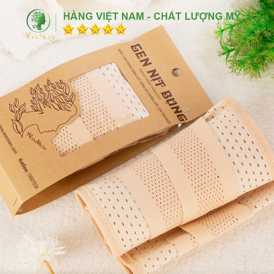 [ Giảm 35K - Đơn 329K ] Bộ giảm eo sau sinh dưới 3 tháng Wonmom ( 1 Cốt gừng hạ thổ + 1 Gen nịt bụng )