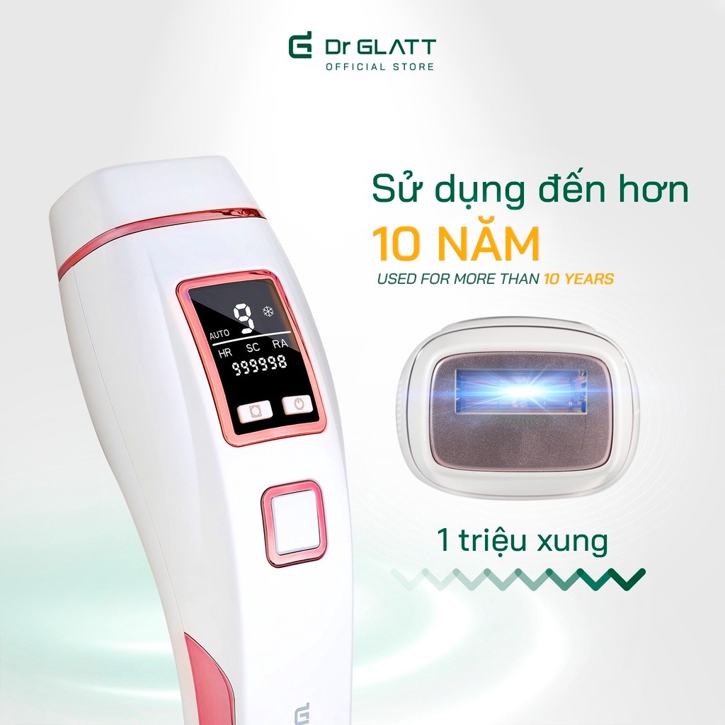 [Mã DRGLATT10 giảm 100k đơn 0đ] Máy triệt lông mini đa năng triệt lông vĩnh viễn trị mụn trẻ hoá da DR GLATT IPL PRO