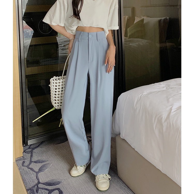 Quần âu dài ống suông màu xanh pastel, đen, nâu nhạt