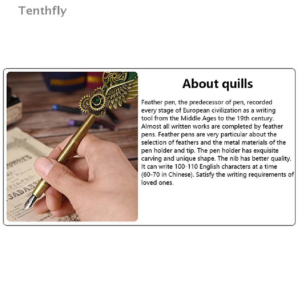 1 Bộ Bút Mực Viết Thư Pháp Hình Lông Vũ Phong Cách Punk Cổ Điển Sáng Tạo Mới