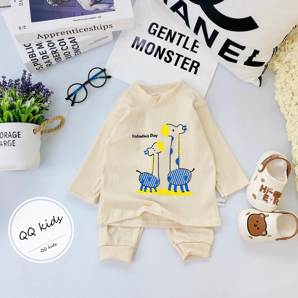 Bộ len tăm cho bé, bộ tăm lạnh dài tay thu đông cho bé trai bé gái đi học