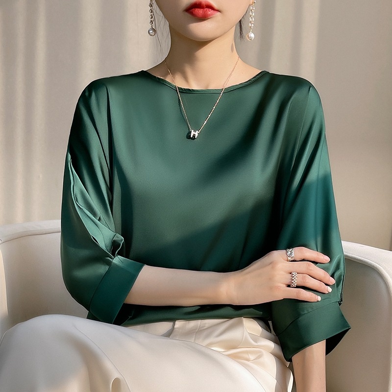 Bộ 3 / 4 Áo Sơ Mi Satin Mềm Mại Thời Trang Cho Nữ