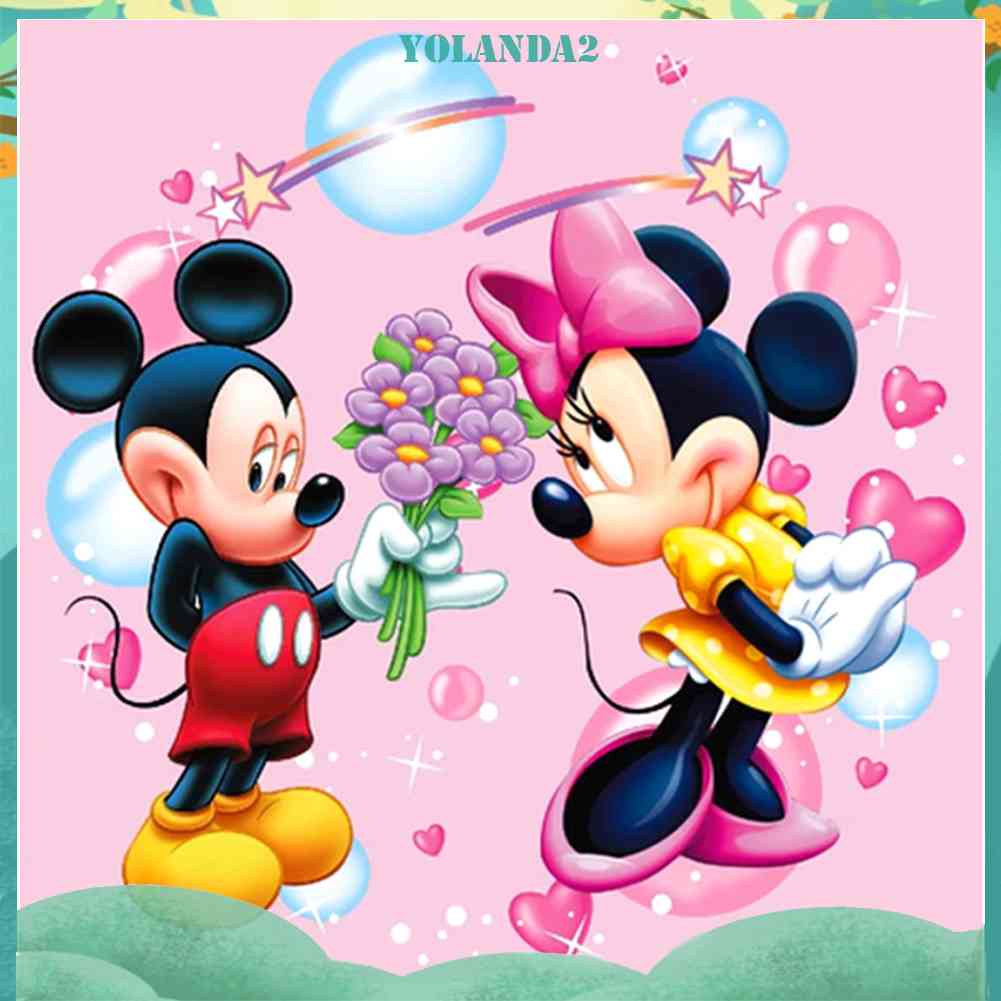 Bộ Tranh Đính Đá Tự Làm Họa Tiết Chuột Mickey Và Minnie Trang Trí Nội Thất