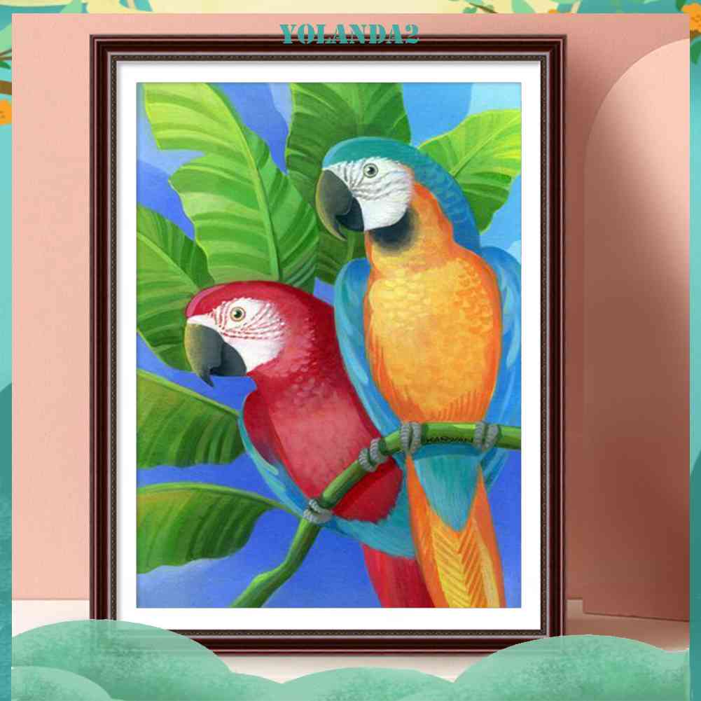 Tranh Đính Đá Kim Cương Toàn Bộ 5D DIY Hình Hai Chú Vẹt