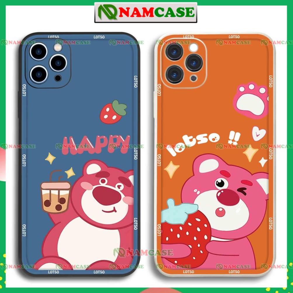 Ốp lưng iPhone cạnh viền vuông cặp đôi hoạt hình gấu lotso cute dễ thương đẹp ip 6/6s/7/8/X/XS/11/12/13/14 Pro Plus Max
