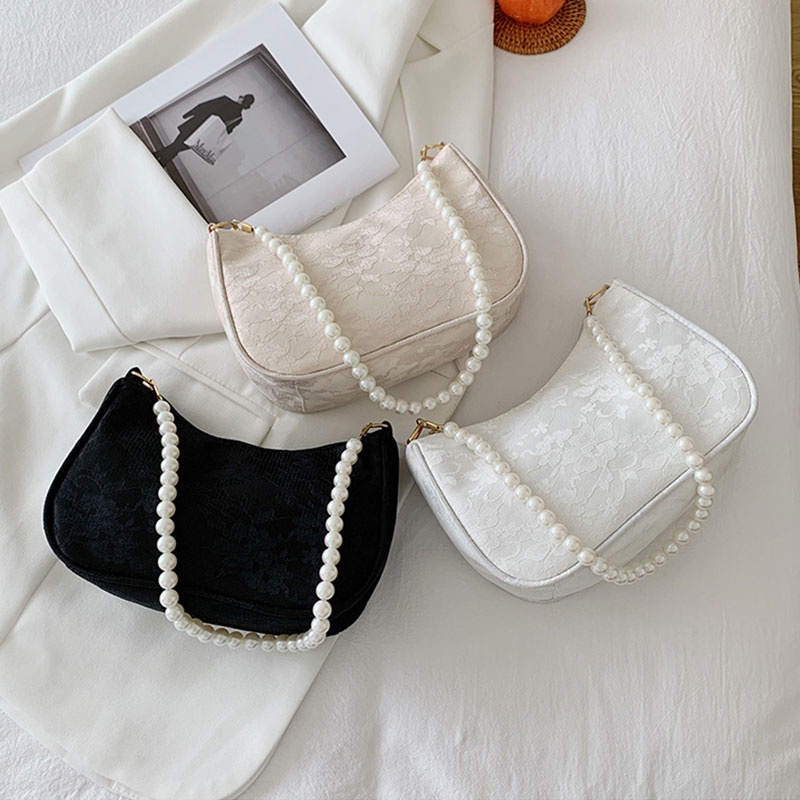 MISCHA Túi Xách Đeo Vai Phối Dây Đeo Sợi Xích Phong Cách retro Pháp Thời Trang Cho Nữ