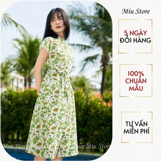 D00580 - Đầm thiết kế cao cấp leaves xanh Miu Store