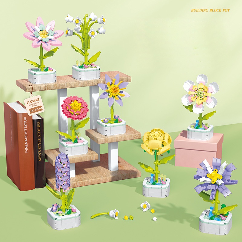 Bộ Đồ Chơi Lắp Ráp Hình Bó Hoa Hồng DIY Dành Cho Bé Gái