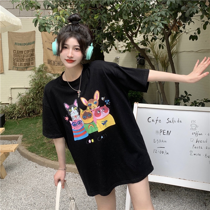 IELGYÁo Thun Tay Ngắn Đơn Giản Dễ Phối Đồ Thời Trang Phong Cách Hàn Quốc Cho Nữ