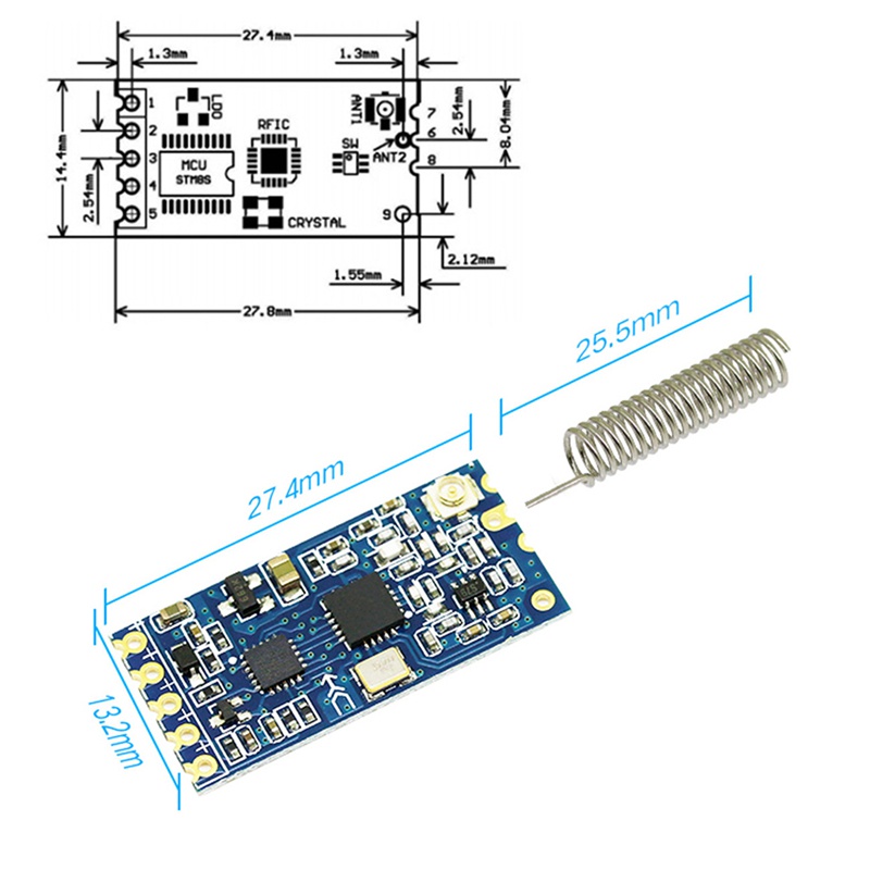 Mô-đun Không Dây hc-12 433mhz si4463 1000m bluetooth hc12