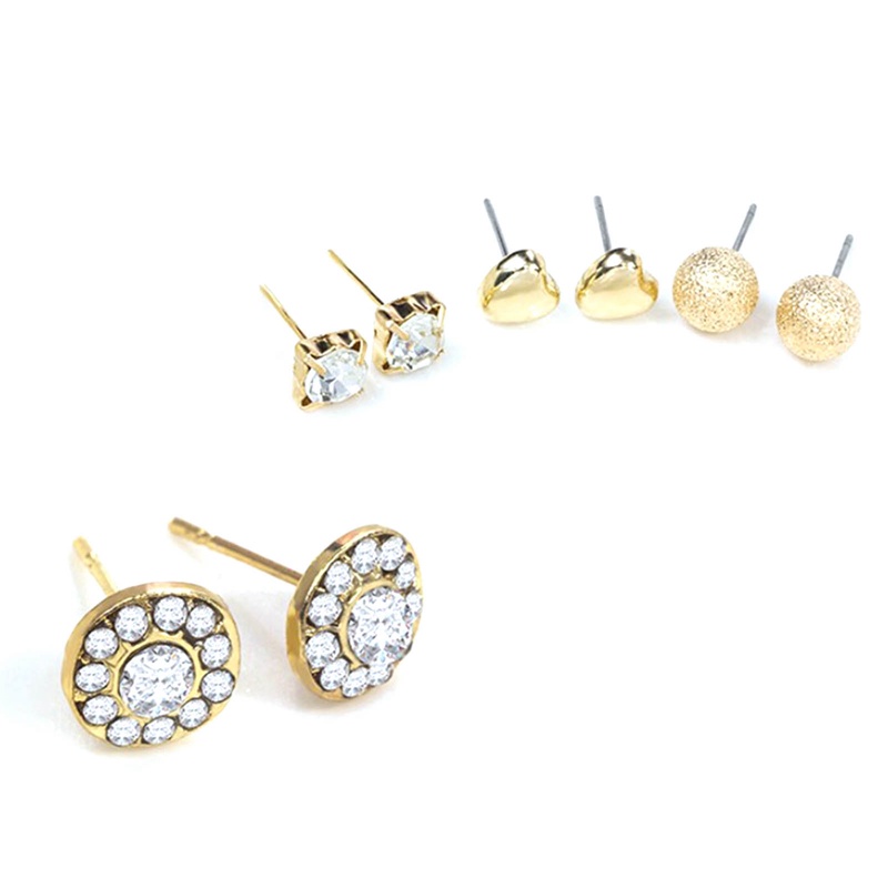 Set 12 Đôi Khuyên Tai Mạ Vàng Đính Đá Và Ngọc Trai Nhân Tạo Thời Trang