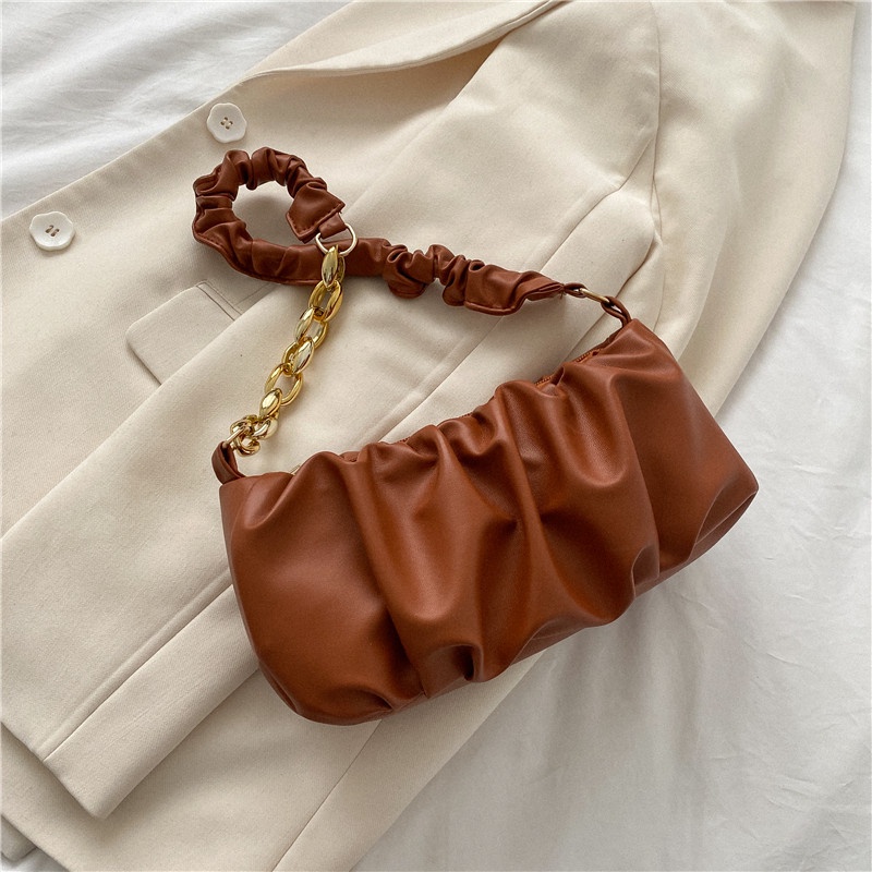 Có thể bán buôn Túi Đeo Vai Nữ Xếp Ly Độc Đáo Thiết Kế Dây Nửa Chuỗi Tinh Tế Cá Tính Cầm Tay Sát Nách Ilikebag Hàng giao ngay