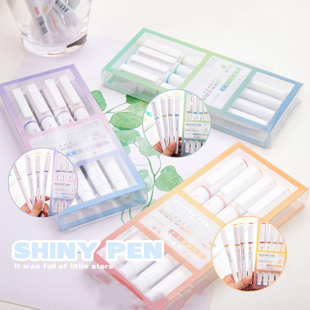 PISTA Set 4 Bút Đánh Sáng Màu Sắc Lấp Lánh Kích Thước 1-4mm