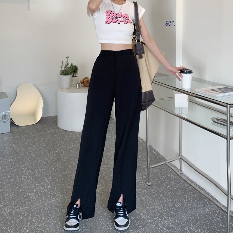 SUXI Quần Dài Ống Rộng Lưng Cao Tôn Dáng Hợp Thời Trang Cho Nữ