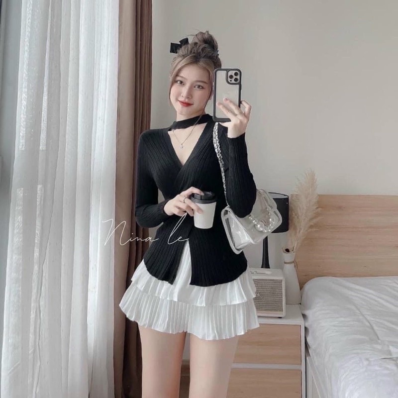 ÁO KIỂU THUN GÂN TRÒNG CỔ CHÉO BE2