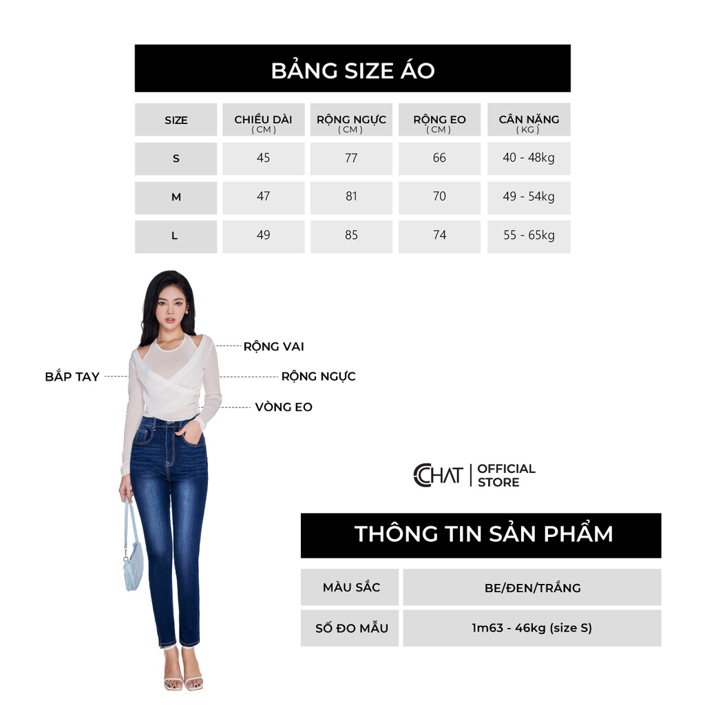 Áo Thun 𝐂𝐂𝐇𝐀𝐓 Vát Chéo Cổ Buộc Dây Chất Liệu Thun Co Dãn Cao Cấp 22TDC2028OT