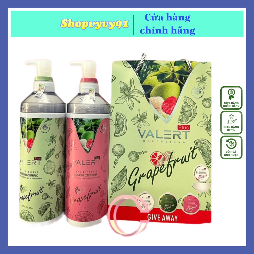 Dầu gội bưởi - dầu xả bưởi, dầu cặp VALERT GRAPEFRUIT 850ml  chống rụng kích mọc tóc chính hãng