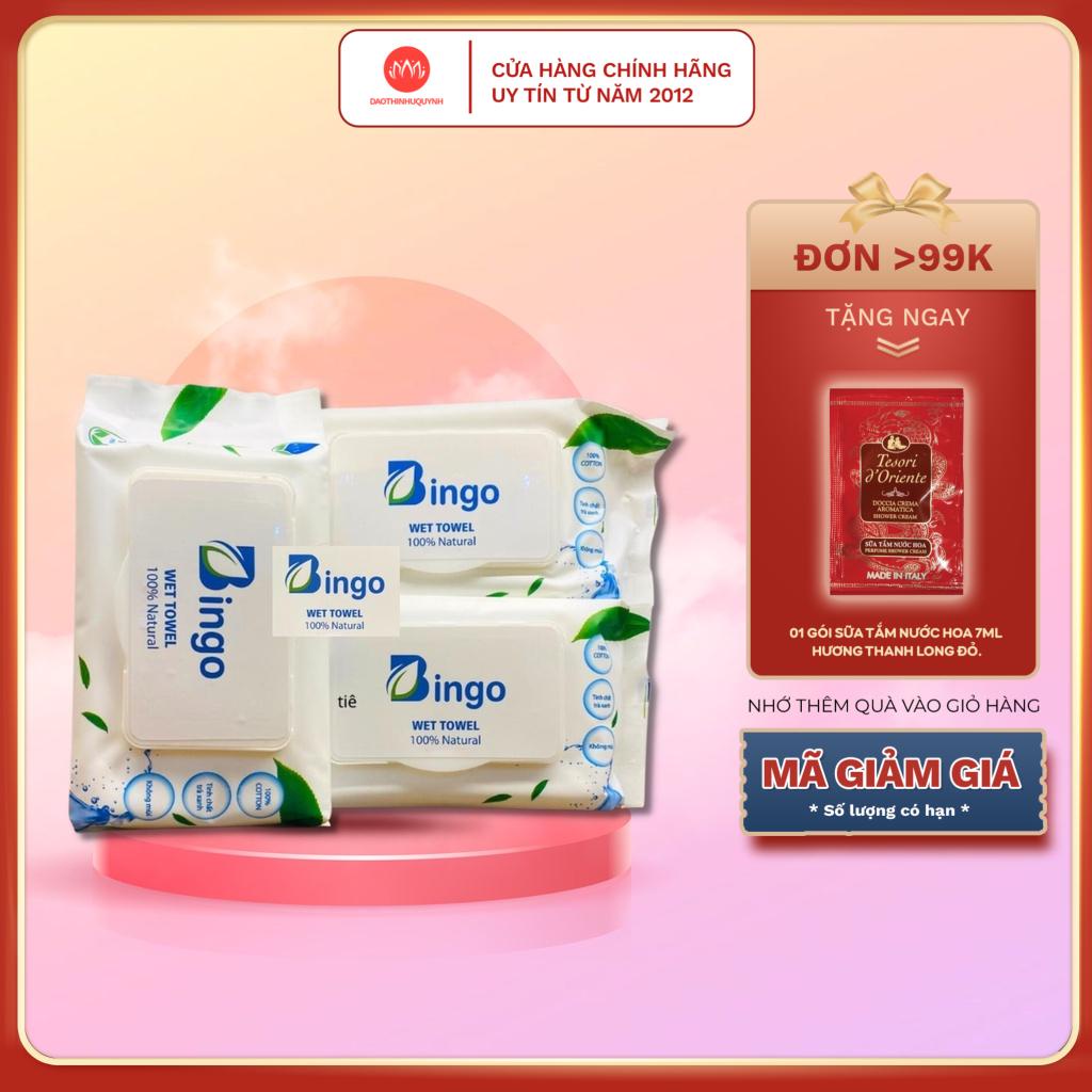 Khăn Giấy Ướt Bingo 100 Tờ Chính Hãng, Tinh Chất Trà Xanh Không Mùi Không Cồn An Toàn Cho Da Daothinhuquynh