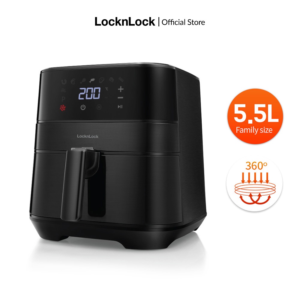 Nồi chiên không dầu Lock&Lock Deluxe Air Fryer 5.5L - màu đen EJF284BLK