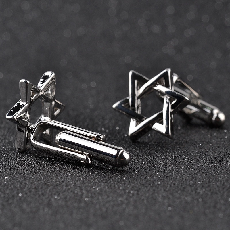 Khuy măng sét hình lục giác ngôi sao thời trang mới cho nam